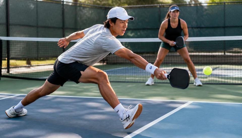 Athlete planting and changing direction on court