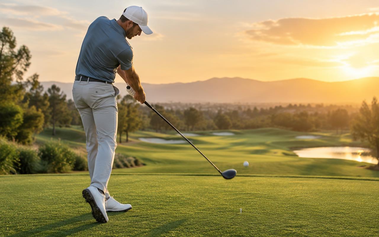 Golfer driving off the tee