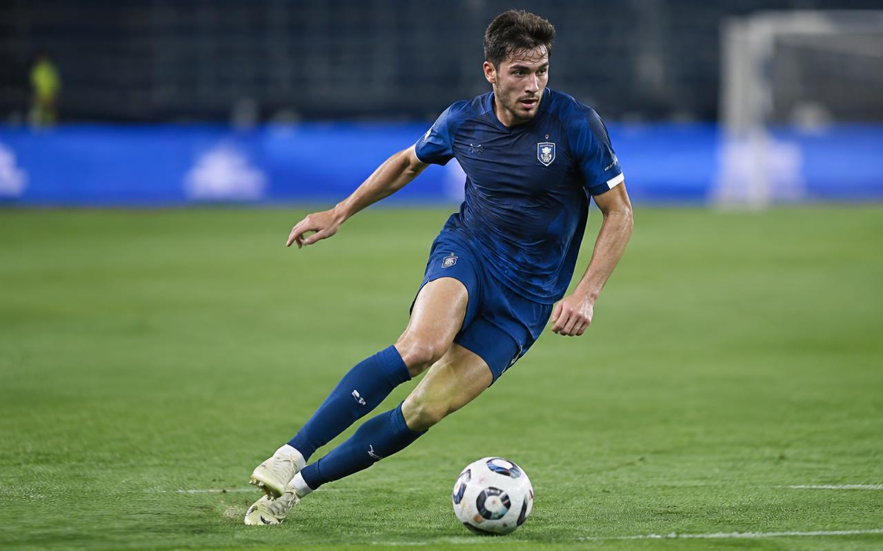 Soccer player cutting with the ball